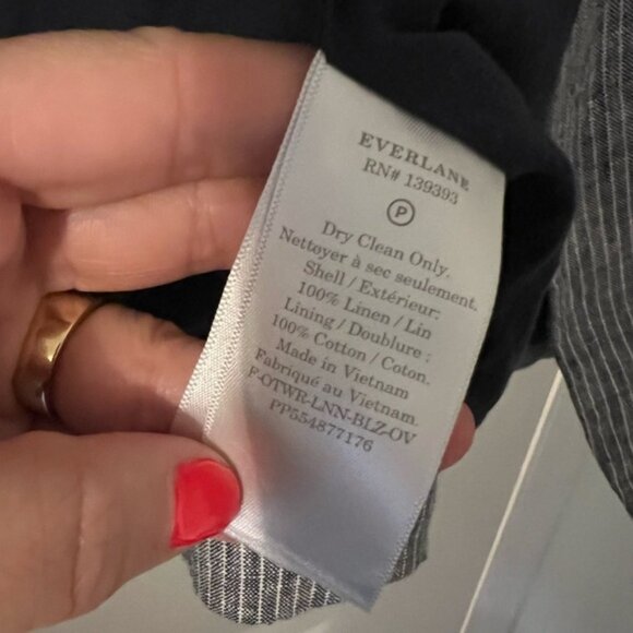 Everlane 100% Linen Gray Striped Blazer size 12 - Picture 3 of 8